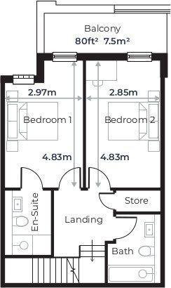 Radcliffe Court - Flat 1, first floor plan