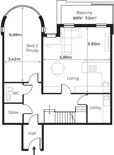 Radcliffe Court - Flat 11, Second Floor plan