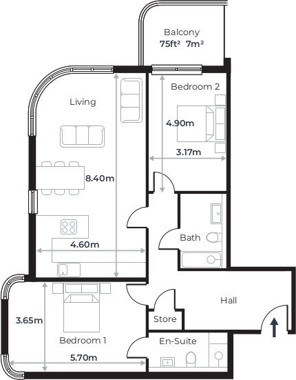 Radcliffe Court - Flat 15, Second Floor plan