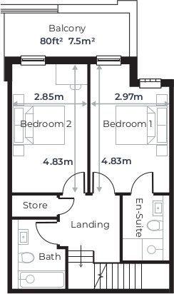 Radcliffe Court - Flat 16, Second Floor plan