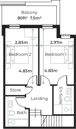 Radcliffe Court – Flat 16, Second Floor plan Radcliffe Court - Flat 16, Second Floor plan