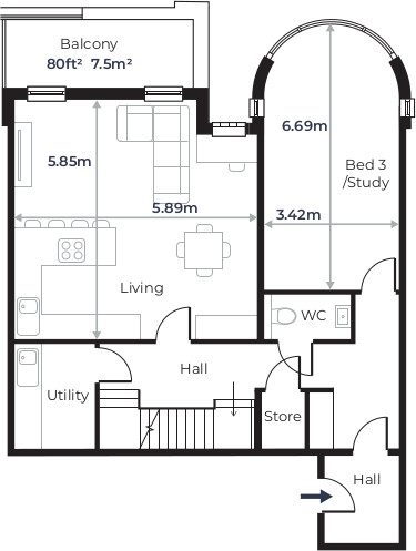 Radcliffe Court - Flat 16, Third Floor plan