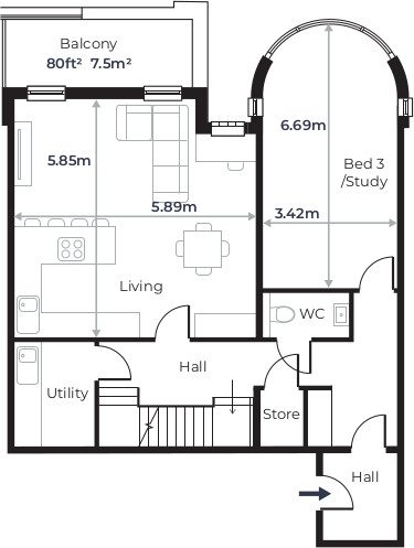 Radcliffe Court – Flat 16, Third Floor plan Radcliffe Court - Flat 16, Third Floor plan