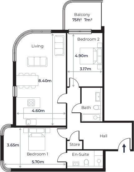 Radcliffe Court - Flat 20, Third Floor plan