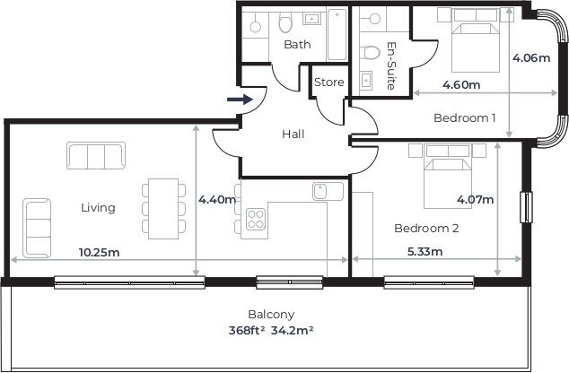 Radcliffe Court - Flat 22, Fourth Floor plan