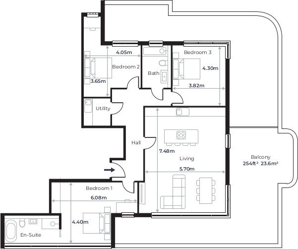 Radcliffe Court - Flat 25, Fifth Floor plan