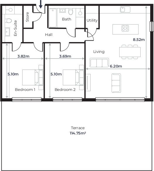 Radcliffe Court - Flat 3, Ground Floor plan