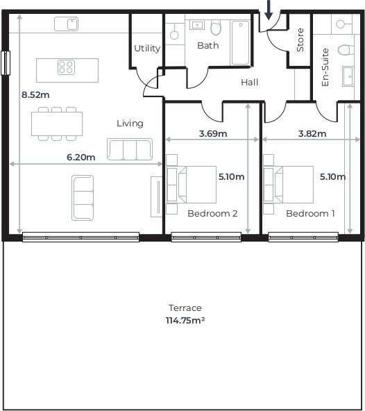 Radcliffe Court - Flat 4, Ground Floor plan