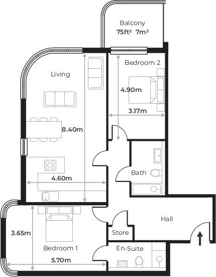 Radcliffe Court - Flat 5, Ground Floor plan