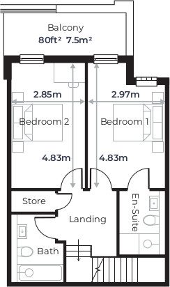 Radcliffe Court - Flat 6, first floor plan