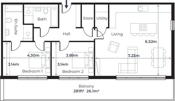 Radcliffe Court - Flat 8, First Floor plan