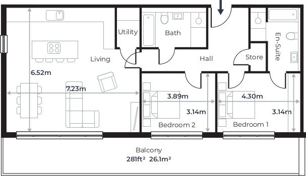 Radcliffe Court - Flat 9, First Floor plan